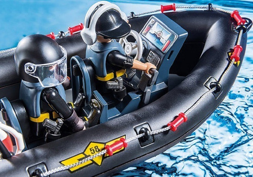 Lancha Swat PolicĂa Playmobil City Action #9362 94 Piezas
