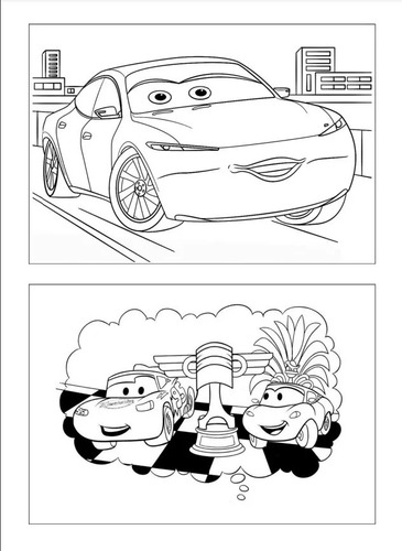 Kit 100 Desenhos Para Pintar E Colorir Carros Mcqueen E Mate - Folha A4 ! 2 Por Folha! - #018