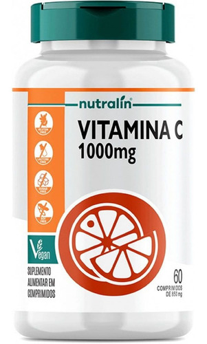 Vitamina C 1000mg Acido Ascorbico 60 Capsulas Vegan Nutralin