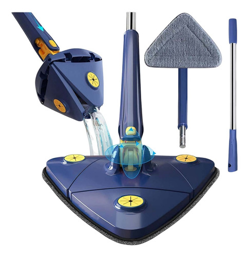 Mop De Limpeza Triangular Ajustavel Giratorio 360° Esfregao Azul
