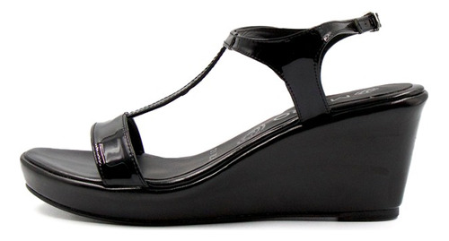 Sandalias Ch Negro Plataforma Baja Corrida Cómoda M28