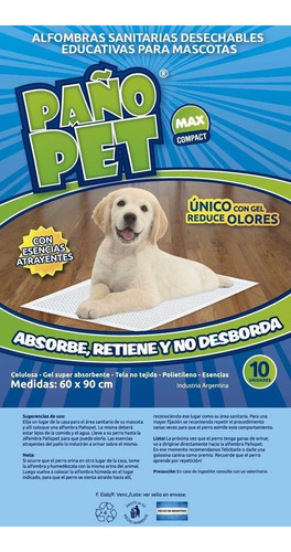 Alfombra Sanitaria Max Compact Mascotas X 30 Ud Paño Pet