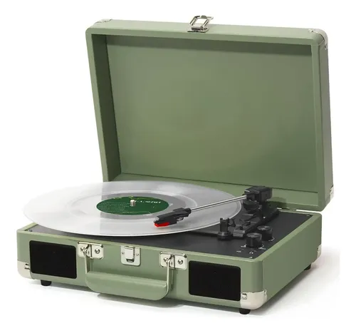Toca-discos Bluetooth De 3 Velocidades Com Alto-falantes Verde 127/220v