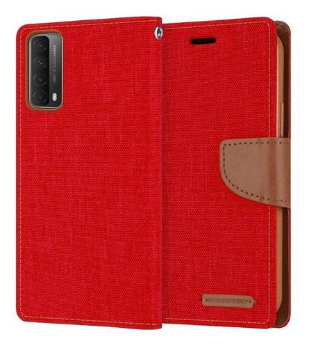 Imagen 1 de 6 de Funda Protector Cartera Con Tarjetero Canvas Para Huawei Y7a