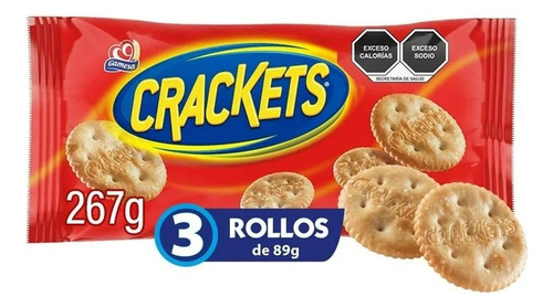 6 Pza Galletas Gamesa Crackets Sabor Mantequilla 3 Rollos De