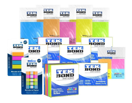 Kit Papel Notas Adhesivo 4 Colores 38x50mm 200 Hojas