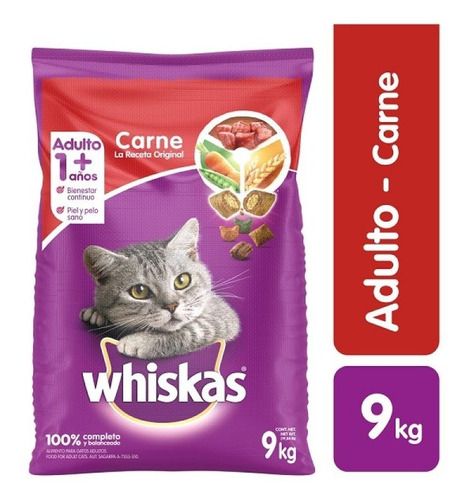 Alimento Seco Para Gato Whiskas Carne Acht 9 Kg