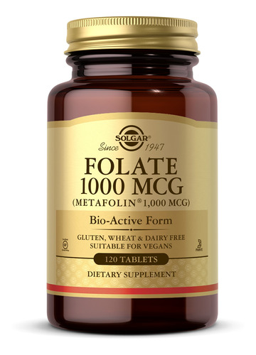 Suplemento de folato 1000 mcg Metafolin® 1000 mcg 120 tabletas