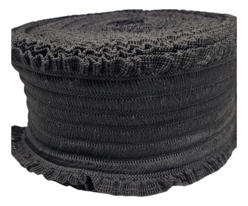 Elástico Textil Fantasía Ancho 7,5 Cm Pieza X 10 Mts Liso Negro