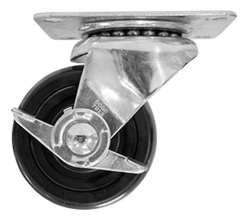 Rodaja De Hule Negro Giratoria Con Freno Con Placa 4 P