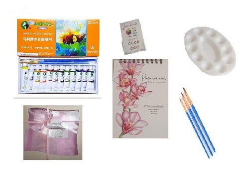 Kit Bitácora Acuarela +acuarelas + Pinceles + Paleta