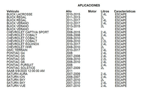 Valvula Solenoide Vvt Escape Pontiac G6 2006-2010 2.4l