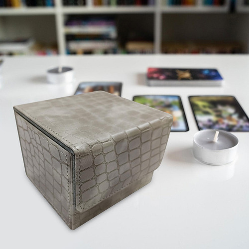 Caja De Baraja De Cartas, Soporte De Cuero Pu, Gris