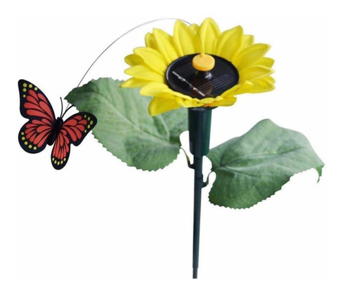Mariposa Voladora En Girasol Con Movimiento De Energía Solar
