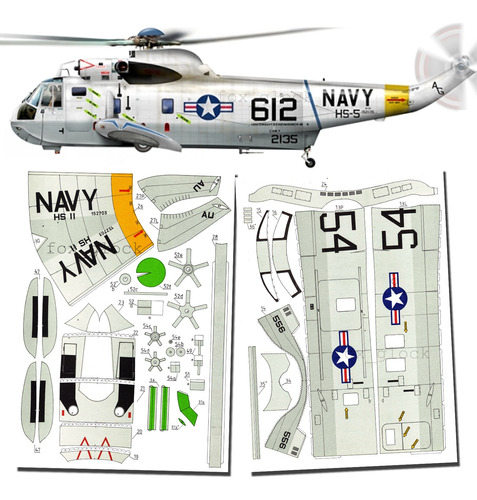 Sh 3 Sea King Escala 1.33 Us Navy Papercraft