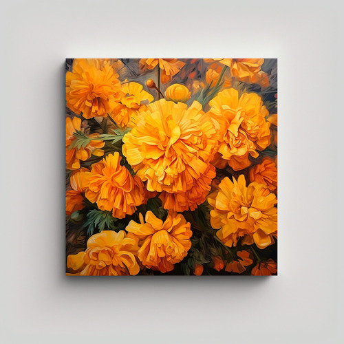 80x80cm Cuadro Fotografía Clásico Con Hierbas De Marigold