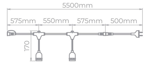 Varal Iluminado Hang P/ 8 Lâmpadas - Stella - Sth7099 Cor Preto 110V/220V