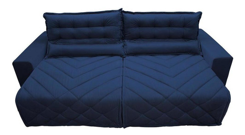Sofá 2,42m Retrátil E Reclinável Cama Inbox Plus Azul