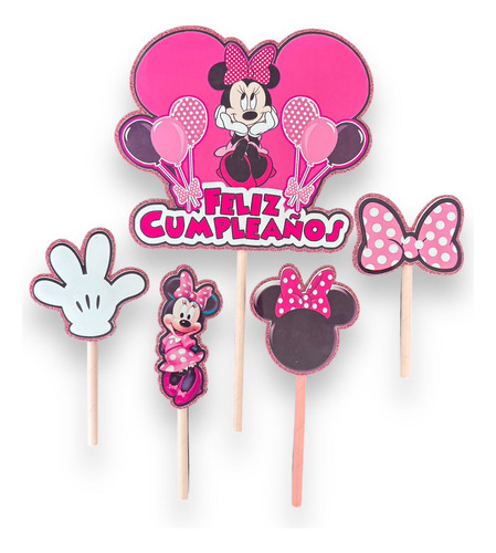 Topper Cumpleaños Torta Cotillon Cup Cake Minnie Mouse