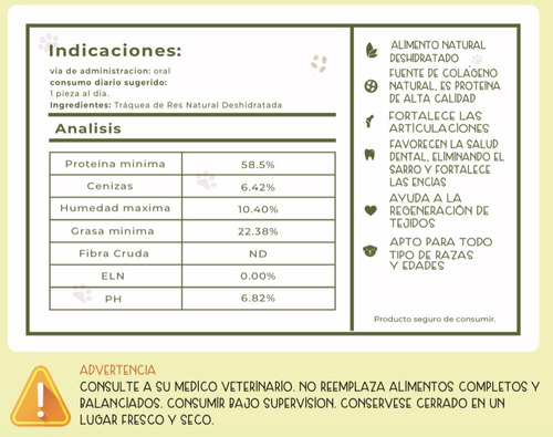 8 Tráqueas Res + 500g Patas Pollo Deshidratada 100% Natural
