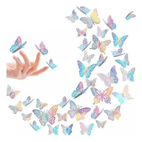 A 144pzs Mariposas Decorativas, 3d Pared Colore Metalicos