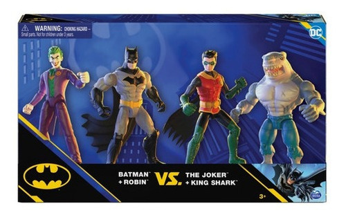 Dc Comics, Batman Y Robin Vs Joker Y King Shark De 10 Cm