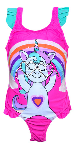 Traje De Baño Para Niñas Completo Unicornio