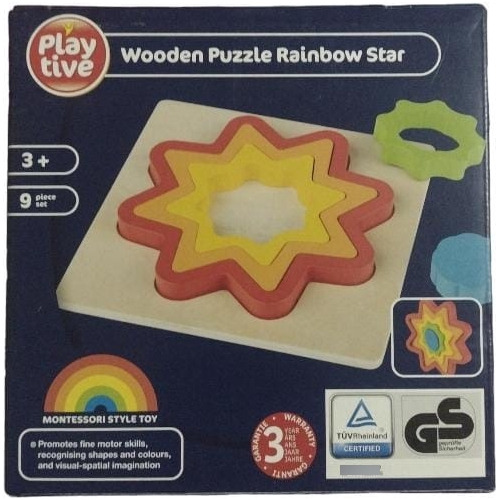 Juego Puzzle De Madera Diseño Estrella Arcoiris Para Niño