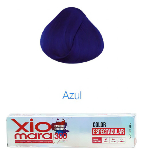 Tinte Para Cabello Xiomara 300 Fashion Colors Tono Azul 100g