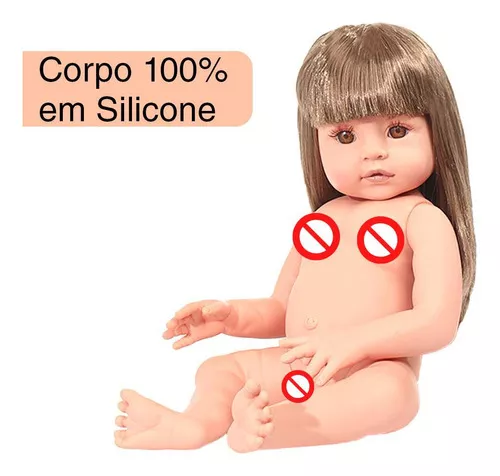 Boneca Bebê Tipo Reborn Realista Castanho Com Acessórios em