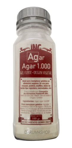 Agar Agar 1000 Gelatina Vegetal Veganos Pastelar Belgrano