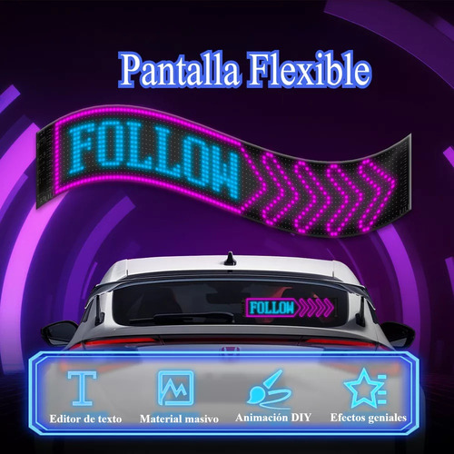 Painel Led Flexível, Tela Matriz Rgb, Bluetooth 12x60cm 2025