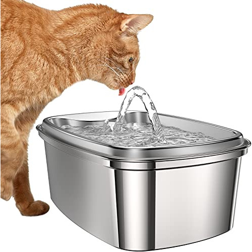 Fuente De Agua Gatos De Acero Inoxidable 67oz 2l Dispen...