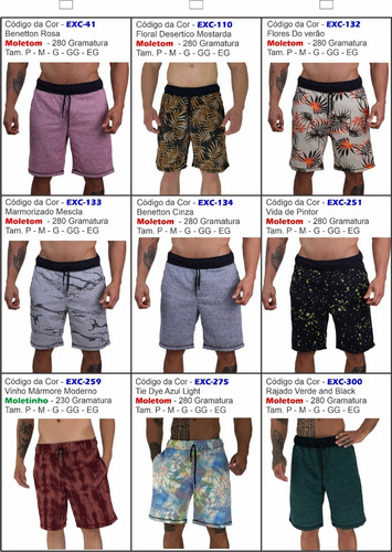 Imagem 5 de 10 de Kit 3 Bermudas Masculinas Moleton Camuflada Floral Treino