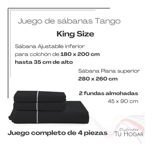 Imagen 2 de 8 de Juego Sabanas King Size 180 X200 X35 Percal Tango Oregon