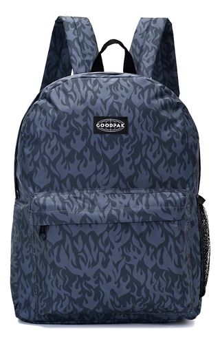 Mochila Escolar Goodpack 17 Espalda Llamas Adolescente 13578 Color Gris