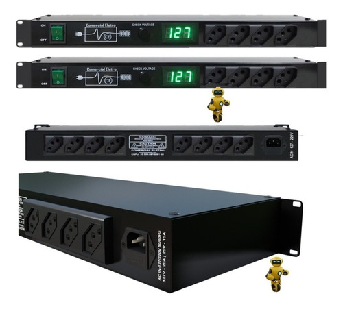 Imagem 4 de 7 de Regua Ac Profissional Padrão Rack 12 Tomadas 10a Led Verde