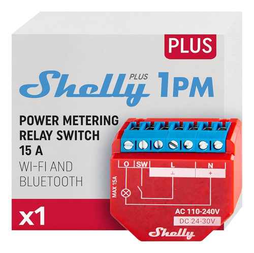 Shelly Plus 1pm Relevador 15 Amp Smart, Medidor De Potencia