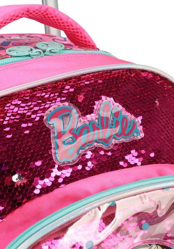 Mochila Rodas Barbie Fashion Lantejoula Pink Cor Rosa