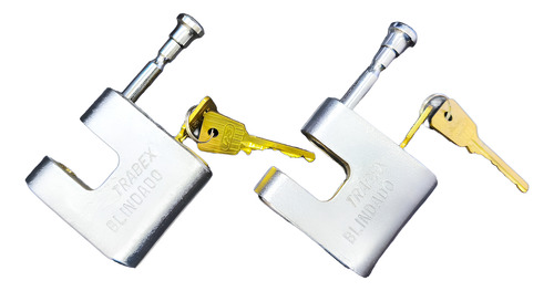 Candado Trabex Blindado 20mm (2 Unidades Misma Llave ) Gris