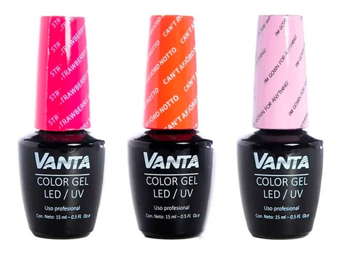 Kit 3 Esmalte Semipermanente Vanta Gel On Off Uv Led X 15 Ml