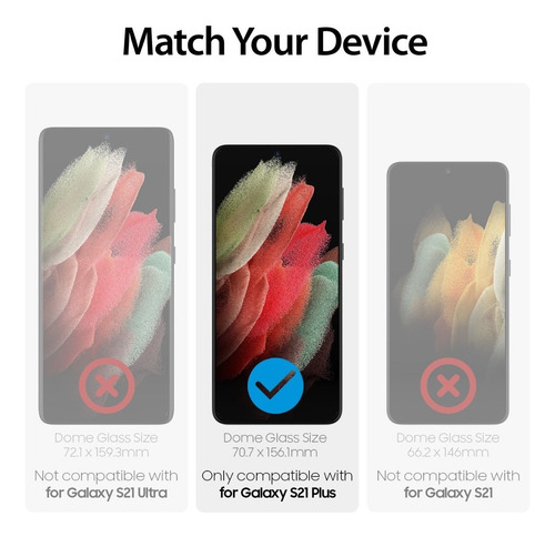 Imagen 10 de 10 de Vidrio Templado Samsung S21 Plus Whitestone Dome Glass X2