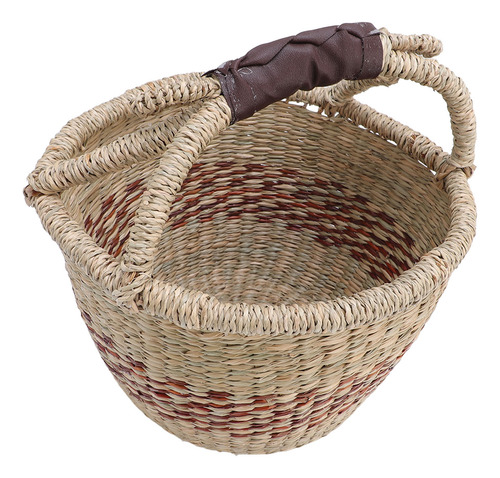 Cesta Tejida De Pícnic Con Hierba Marina Decorativa, Rústica