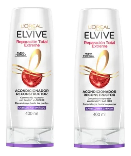 Acond. L'oréal Paris Elvive Reparación Total Extreme Kit X 2