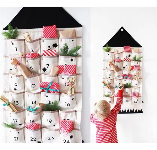 Adorno Navideño Para Calendario De Adviento Con 24 Bolsillos