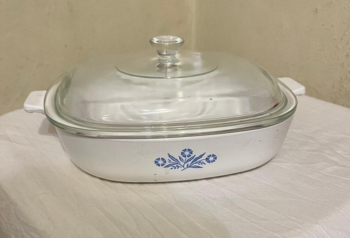 Corning Ware. Juego Jarra/cafetera + Fuente Blanco Con Detalle Azul (Usado)