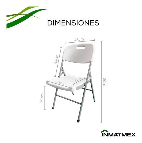 Set De 4 Sillas Plegables De Plástico Color Blanco