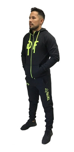 Campera Df Grande + Pantalon Padel Conjunto Negro Deportivo