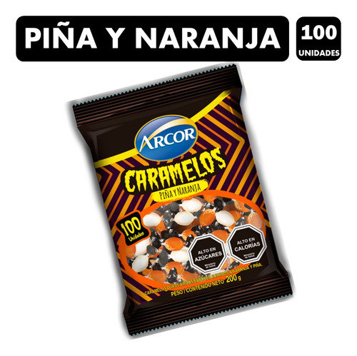 Dulces Para Halloween Sabor Piña Y Naranja (bolsa Con 100u)