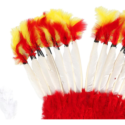 3 Diadema Con Tocado De Plumas, Sombrero Indio Jefe, Tocado